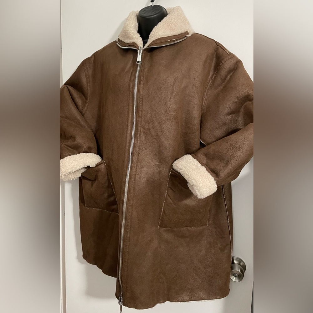 Faux Shearling Reversible Brown Coat Sz.L